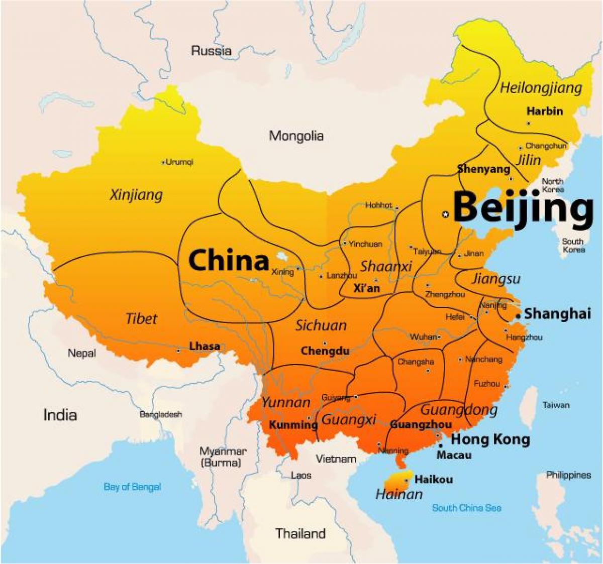 Harita üzerinde Pekin 