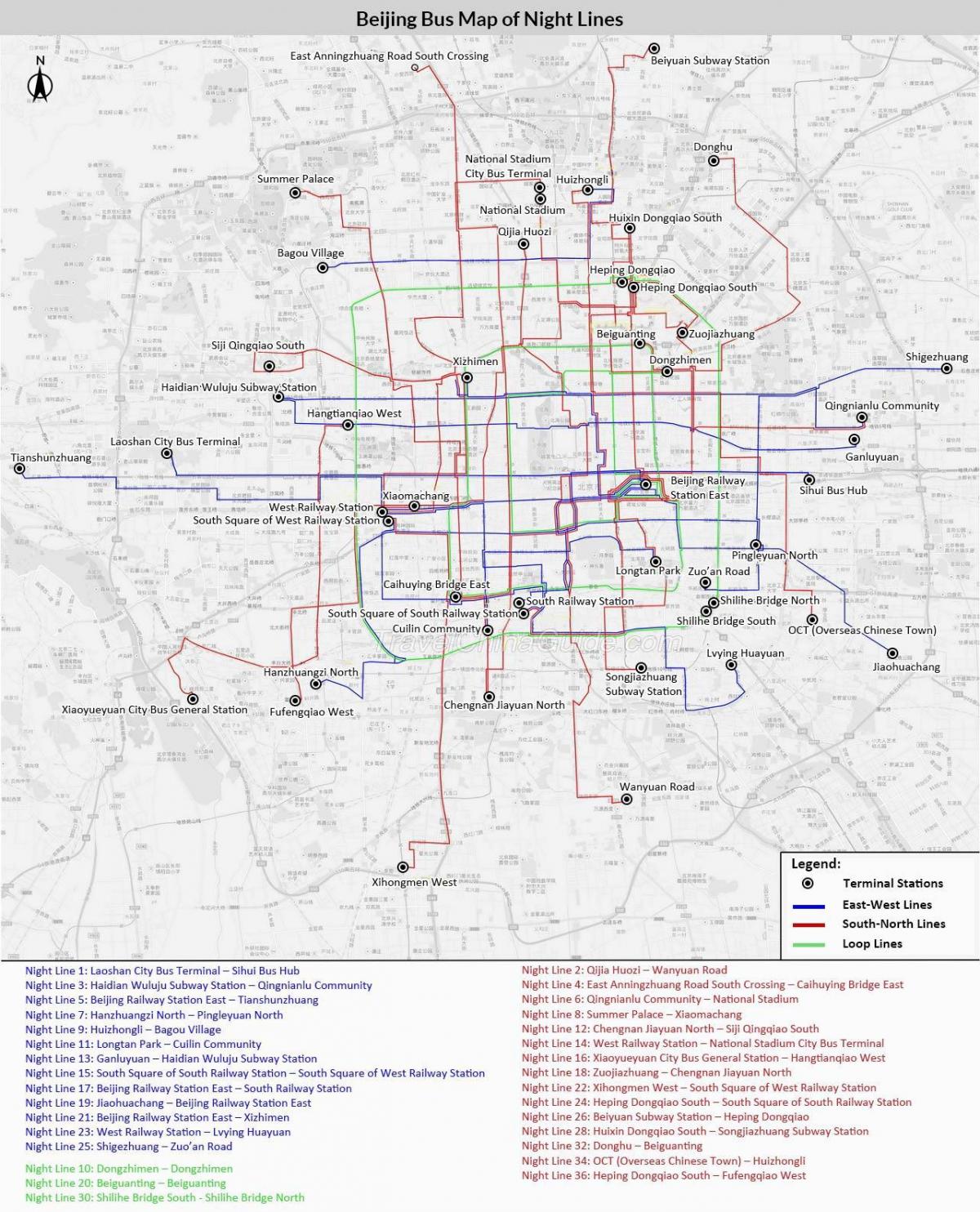 Pekin otobüs güzergahı haritası