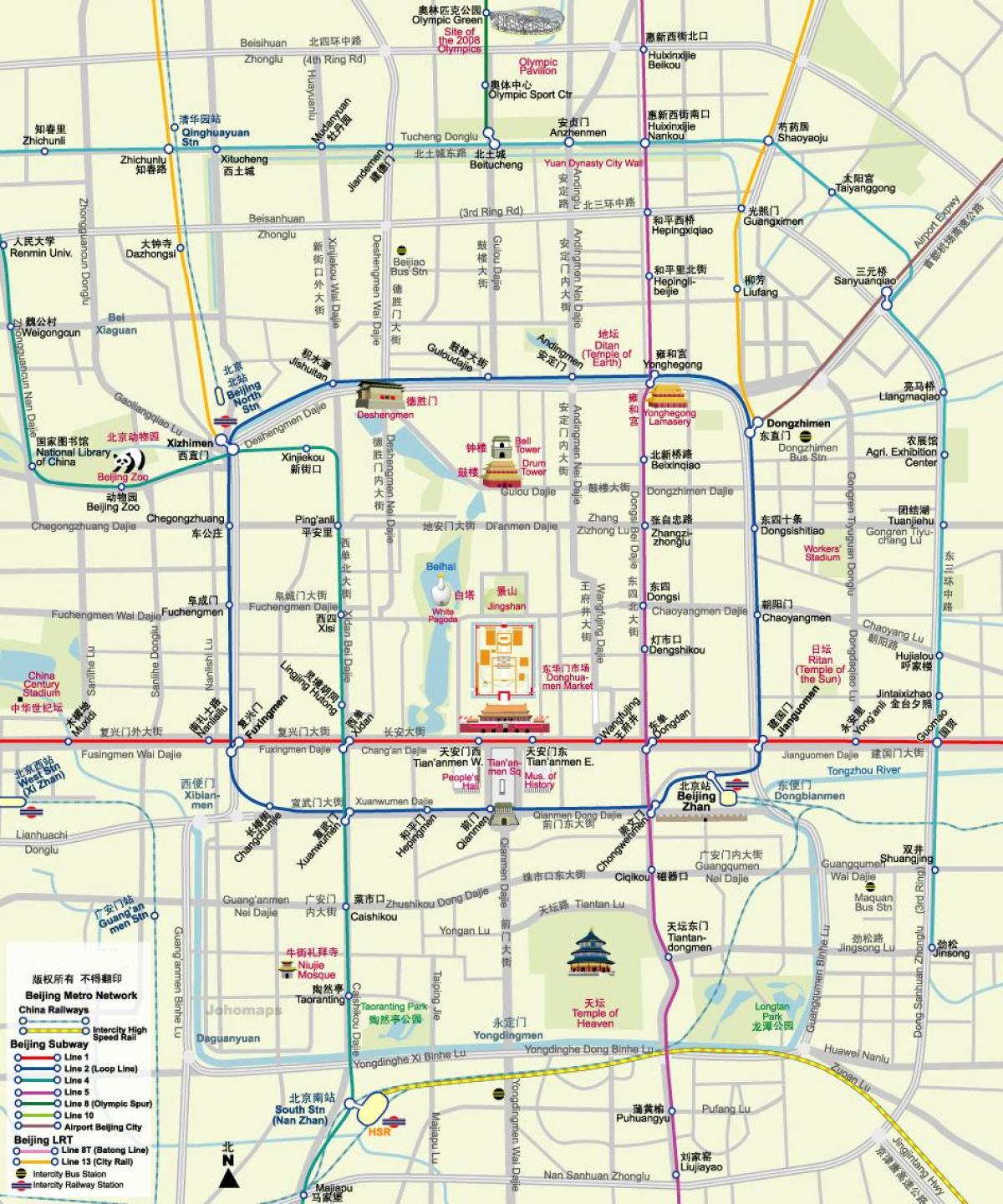 turistik ile Pekin harita metro haritası 