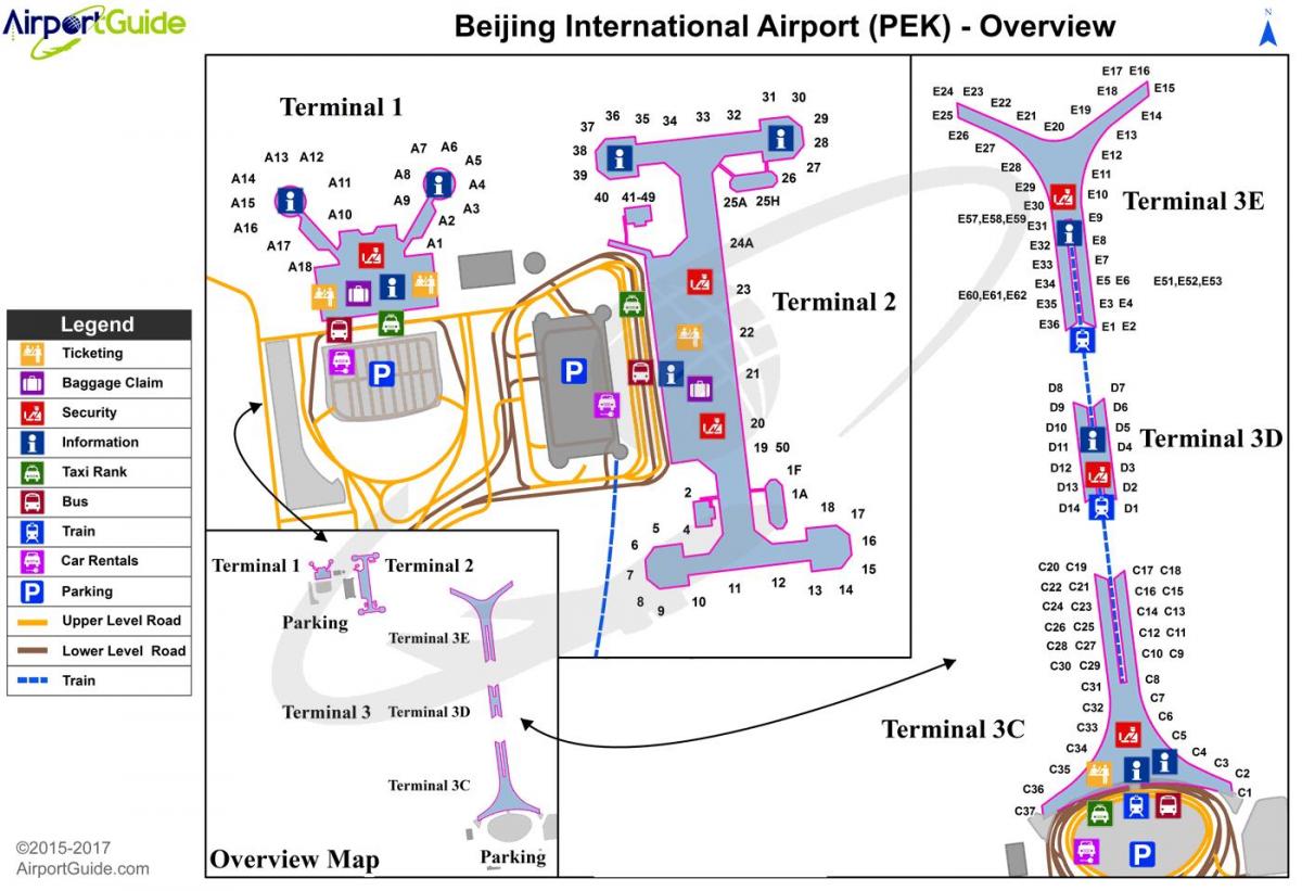 Pekin Uluslararası Havaalanı terminal 3 harita