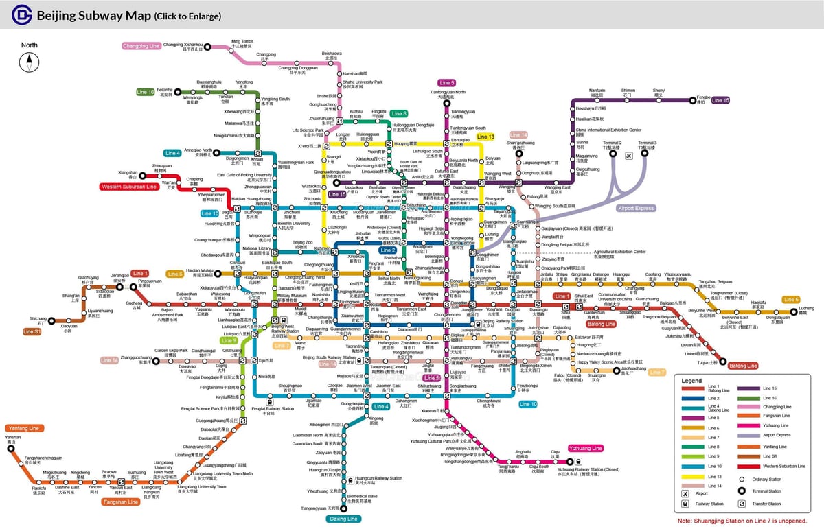Pekin Metro İstasyonu haritası